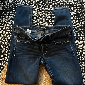 Express Low Rise Legging Jeans - Dark Wash - Size 4R - Thick/Contrast Stitch
